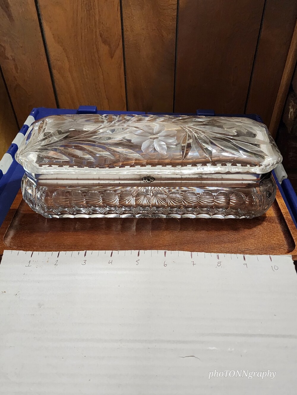 Antique Pairpoint Cut Crystal Dresser Box With Silver Plated Hingeing